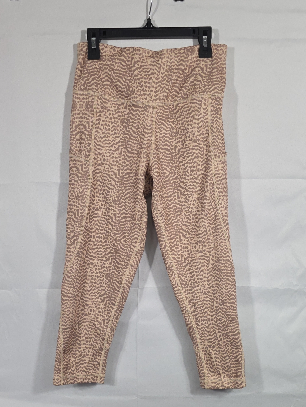Ouges Womens Medium High-Rise Animal Print Leggings in Beige Taupe (W17)